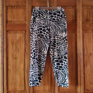 TIME COLLECTION beige/black print cropped pants sz 12 woman's